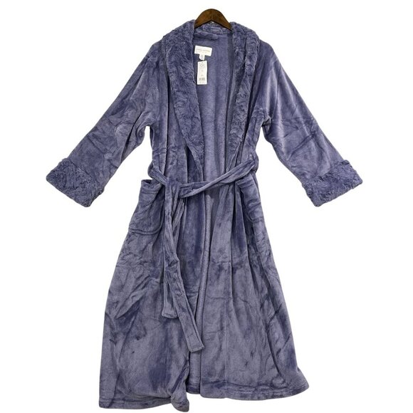 NEW Carole Hochman Womens L Plush Faux Fur Robe W/ Belt Large Lavender Purple - Picture 1 of 7